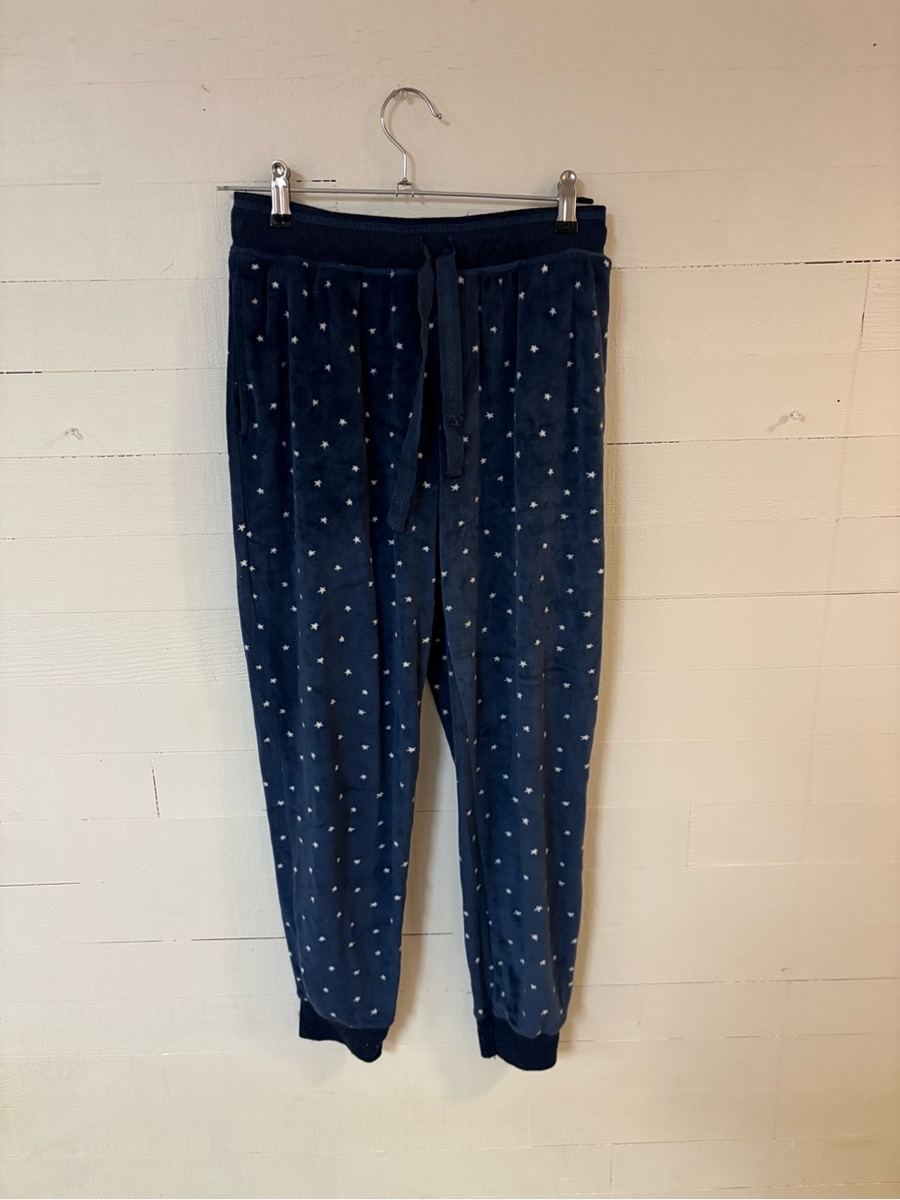 Star Print Jogger Lounge Pants Navy Blue Soft Stretch Pajama Bottoms